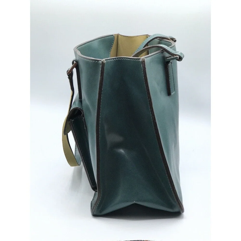 MONDANI New York Faux‎ Leather Handbag Tote Zip Top Teal Blue